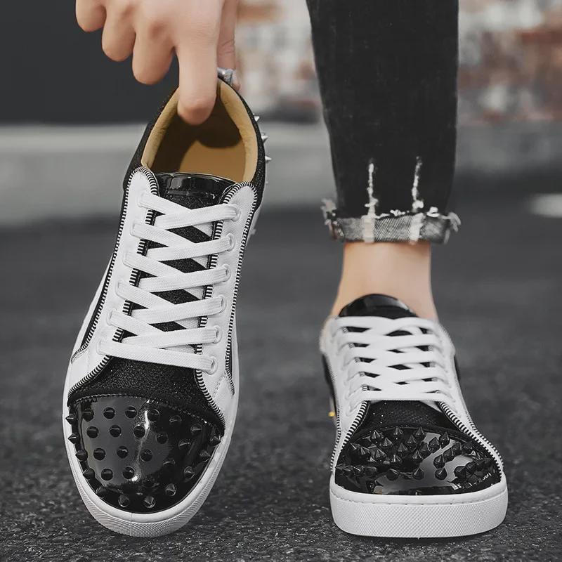 Cross-Border European Men's Rivet Sneakers - Versatile Red Bottom Trend for Spring & Autumn