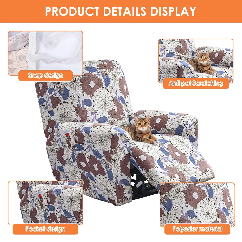 Stretch Recliner Sofa Covers Printed Reclining Armchair Cover Chair Slipcovers for Living Room Furniture Protector