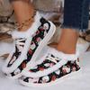 Plus Size Women's Shoes 2025 Autumn/winter New Casual Shoes Women's Christmas Print Fleece Warm Cotton Shoes