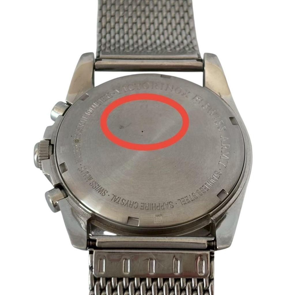 Used VICTORINOX SWISS ARMY Men's Watch Chronograph Stainless Steel Silver Sapphire Crystal 100m Water Resistant with Box 241589 Victorinox