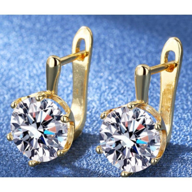 High quality white k white diamond large zircon ear buckle wedding engagement earrings women