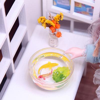 1ks miniaturní simulace domečku pro panenky Koi miska na zlatou rybku Model kutilské příslušenství Hračky Obtisky domečku pro panenky