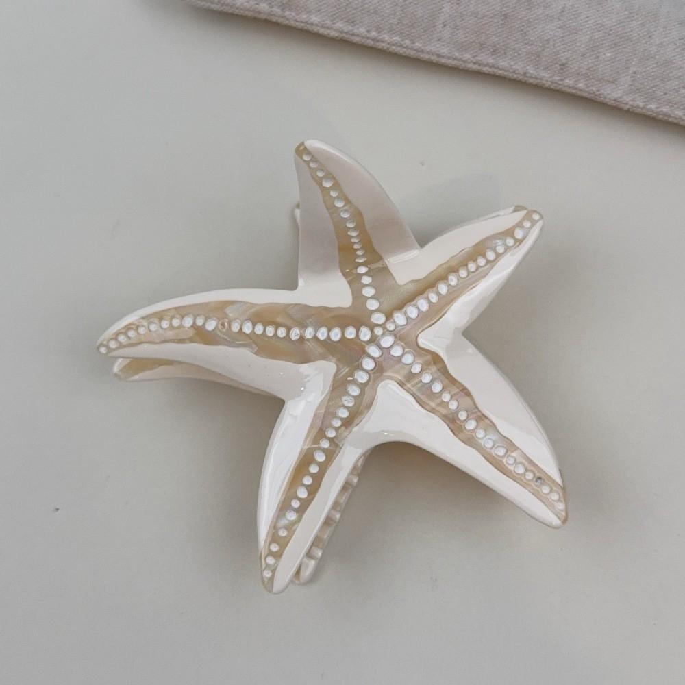 Non-Slip Starfish Hair Claw Clip Ocean Style Hair Barrettes Acetate Shark Clip  For Women