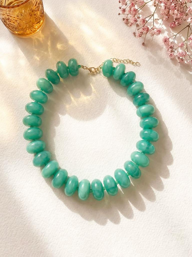 Collana Casual alla Moda con Perline in Resina Dopamina Charms Gioielli Chunky Adatta per Donne Uso Quotidiano Vacanze