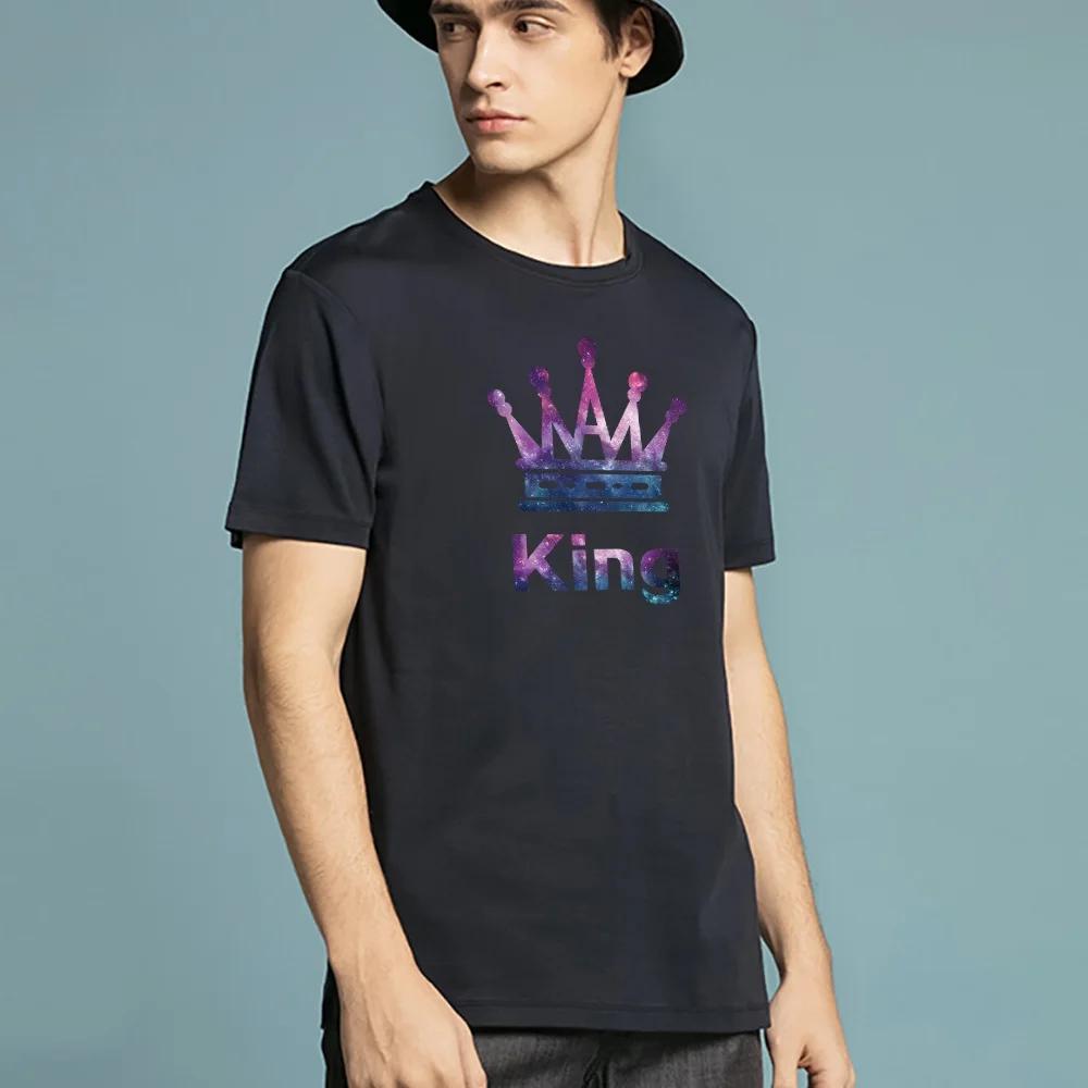 

Летние мужские футболки с коротким рукавом, с принтом King, повседневная модная футболка, мужская одежда в стиле Харадзюку, хип-хоп, топы с круглым вырезом, футболка, уличная одежда M чёрный