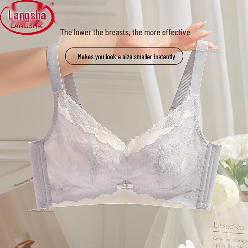 Langsha Women s Wireless Minimizing Lace Bra 85A/38A