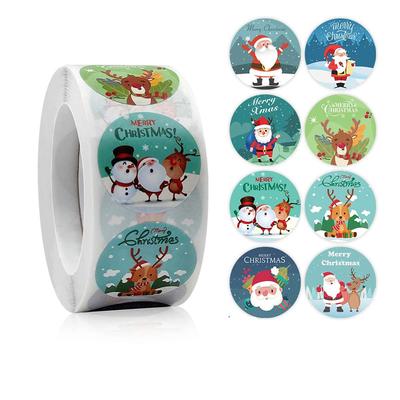 500pcs Merry Christmas Stickers 1 Inch Round Christmas Tags Stickers for Gift Baking Package Envelope Stationery Decor