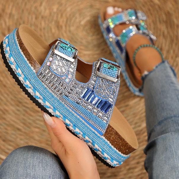 Fashion Women's Thick-soled Flip Flops Outdoor Beach Slippers Summer Glitter Sports Shoes Women's Sandals New Fashion Home Shoes