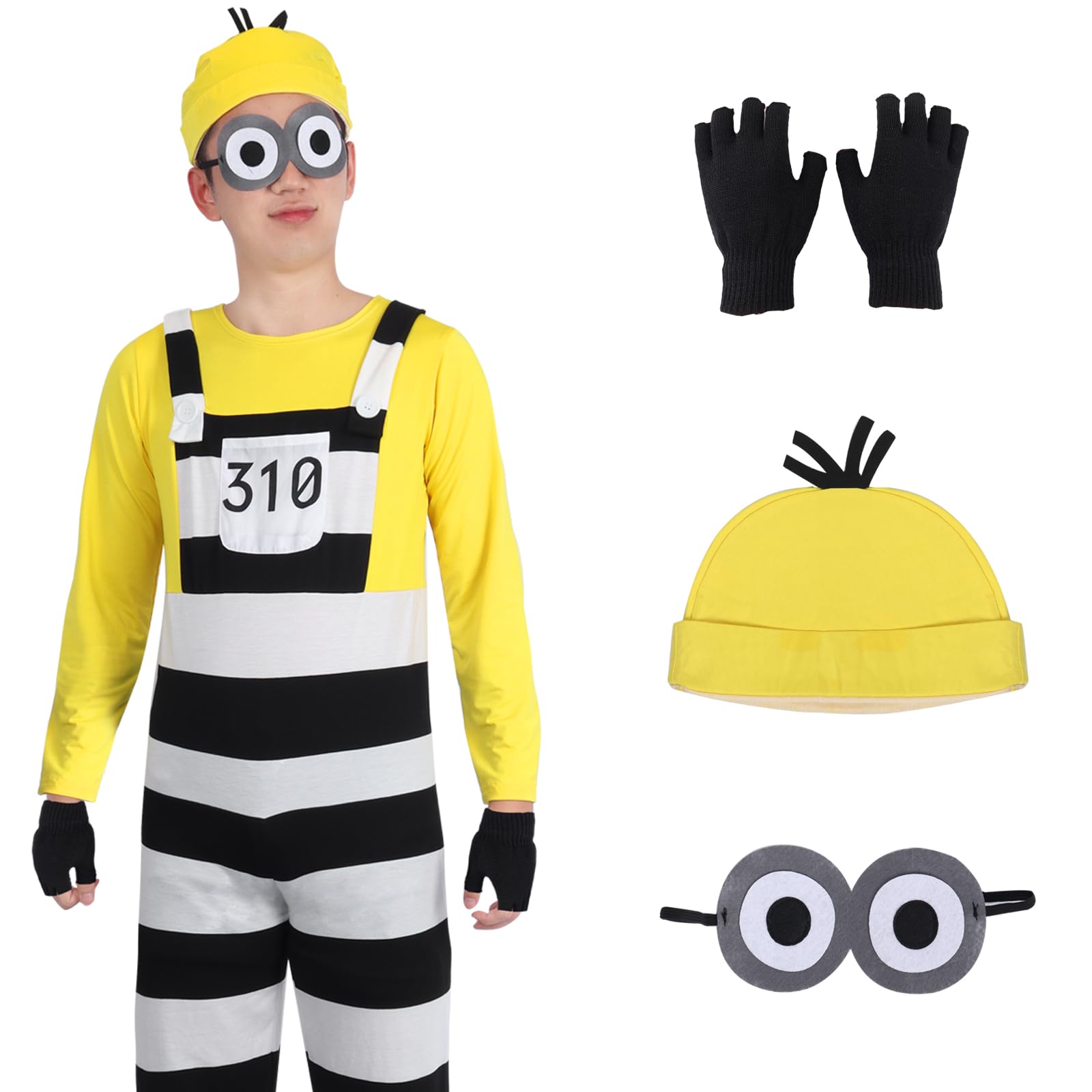 

TUAHOUS Косплей Миньона Хэллоуин Длинный Наряд Миньона Размер Костюм, Рукава, Унисекс, (Мужской, M)