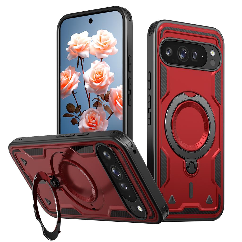 Shockproof Bumper For Google Pixel 9 Pro XL 9A Magnetic Ring Fold Bracket Phone Case For Google Pixel 10 Pro XL Dual Layer Cover