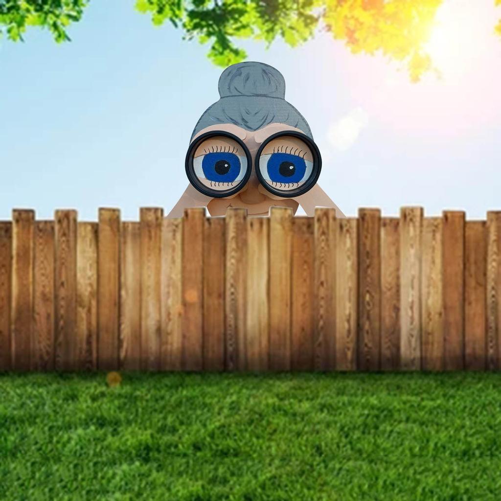 Nosy Old Man And Lady Fence Decoration,Outdoor Funny Garden Yard Fence Art Decor