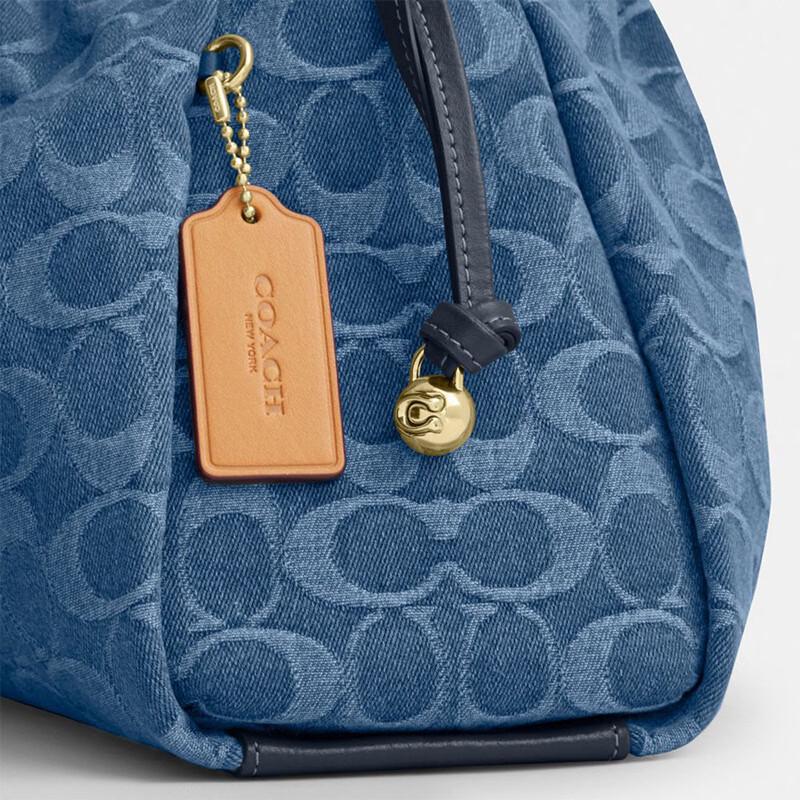 COACH Faye Iconic Denim Large Shoulder Crossbody Bag
