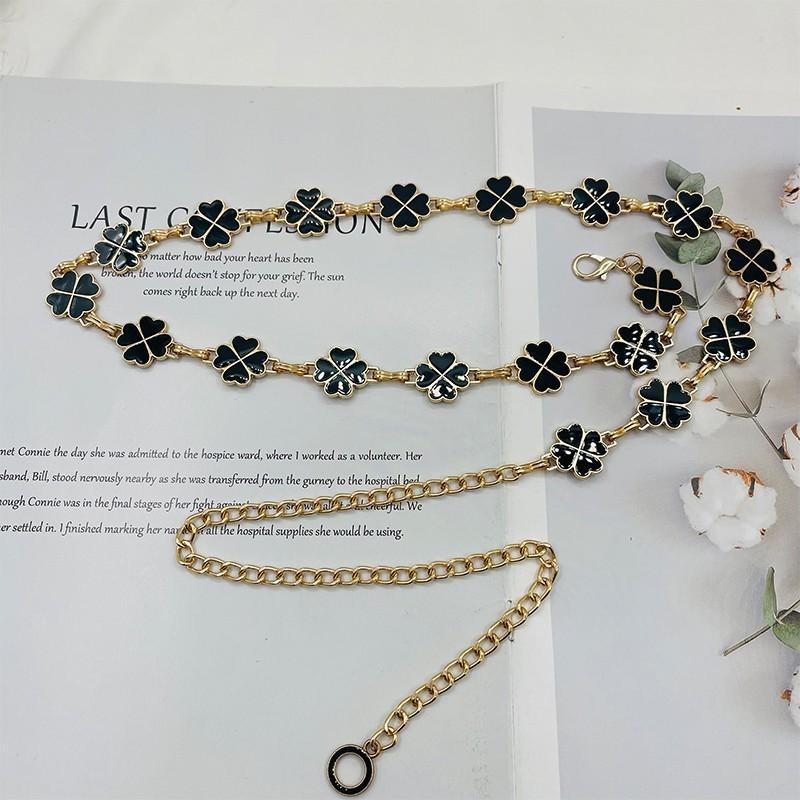 Metal Waist Chain For Women With Four Leaf Clover Pendant Summer Fashion Accessory
