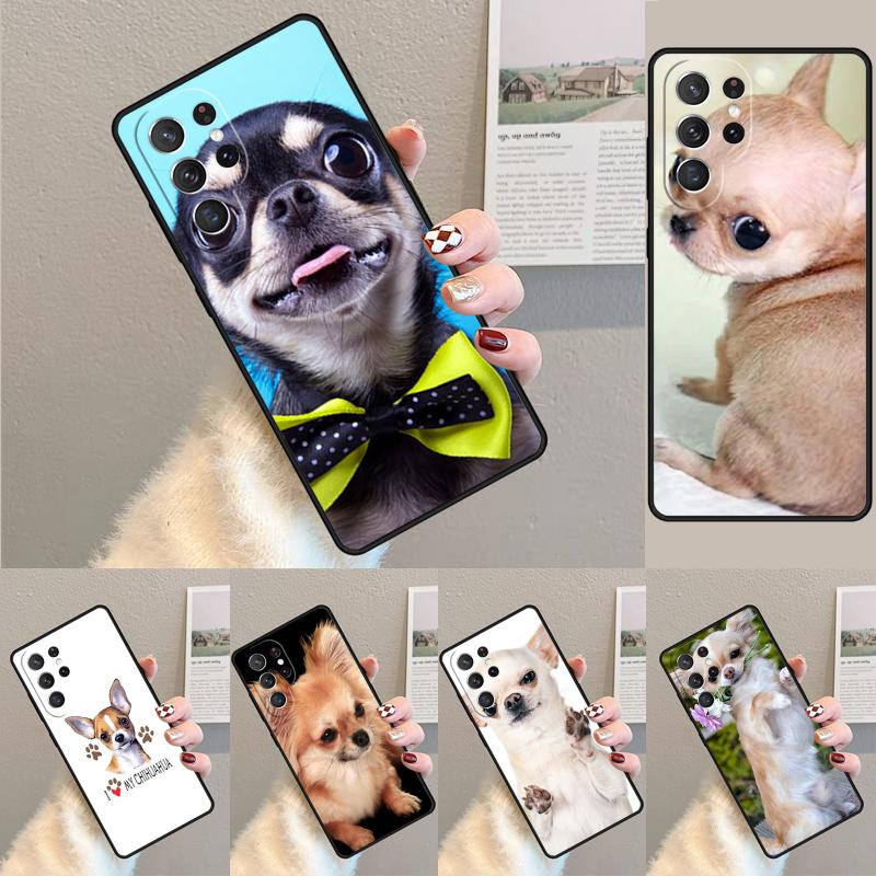 Tier Chihuahua mit Blume Handyhülle für Samsung Galaxy note 10 pro S26 Ultra S23 S24 FE S25 S21 S22 PLUS stoßfeste Hülle