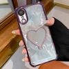 Heart-shaped Mirror Electroplated TPU + Acrylic Phone Case with Holder