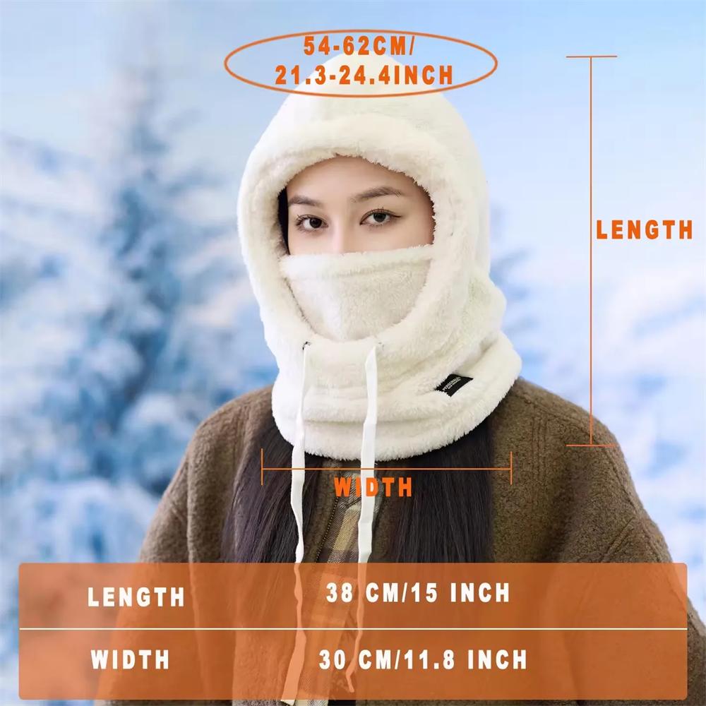 Winter Warm Thermal Windproof Balaclava Ski Hood Motorcycle Face Cover Polar Fleece Adjustable Cycling Neck Cover Full Face Mask