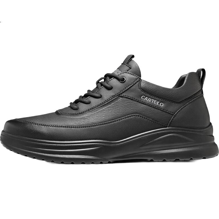 CARTELO Men's Autumn Cowhide Comfortable Dad Shoes Business Casual Sports Leather Shoes 5320 Black Size 42