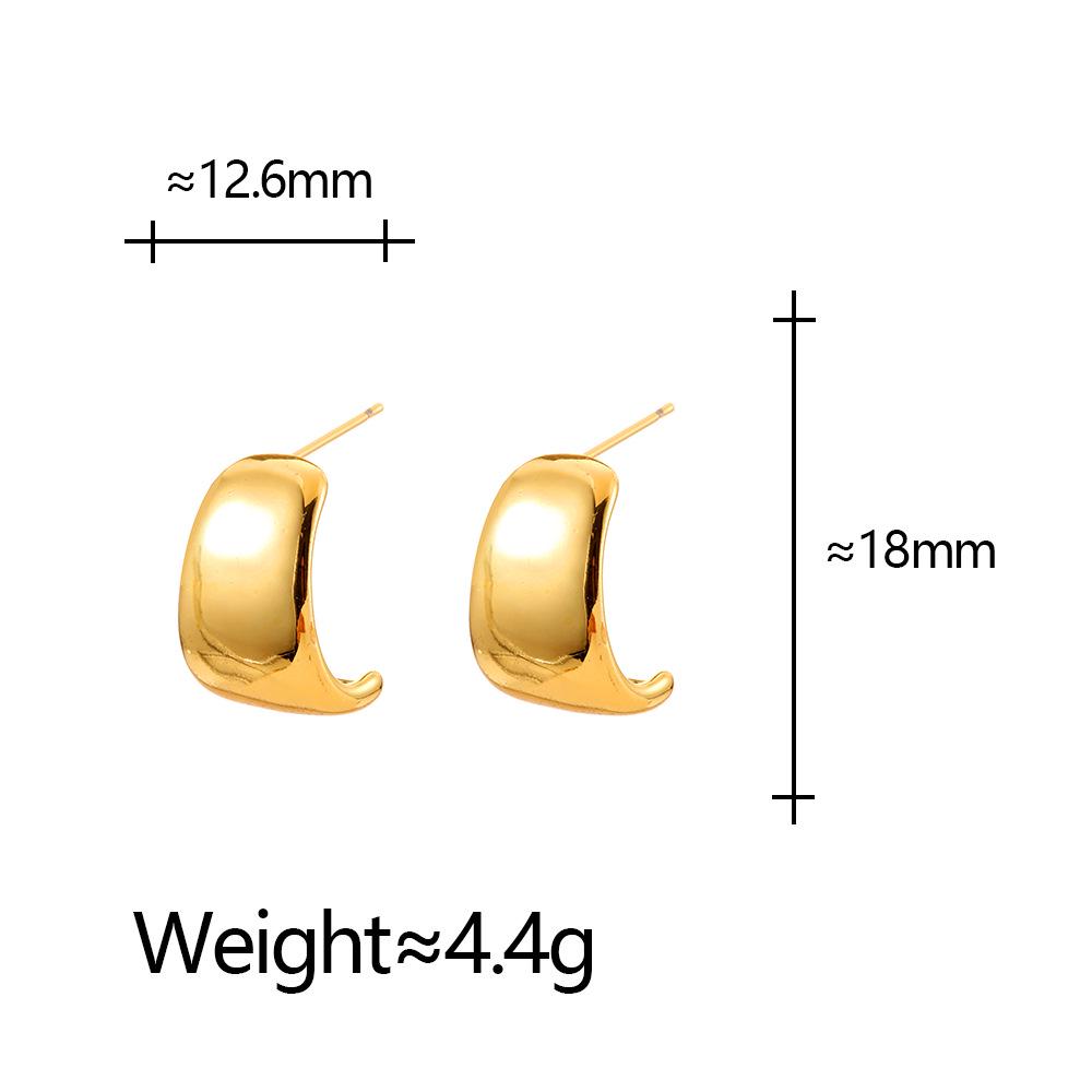 Elegant Versatile Geometric C-Shaped Shiny Earrings for Women - Stylish High-End Ear Ornaments