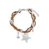 Brown Cool Leather Star Bracelet With Beads Trendy Style 2023 Winter
