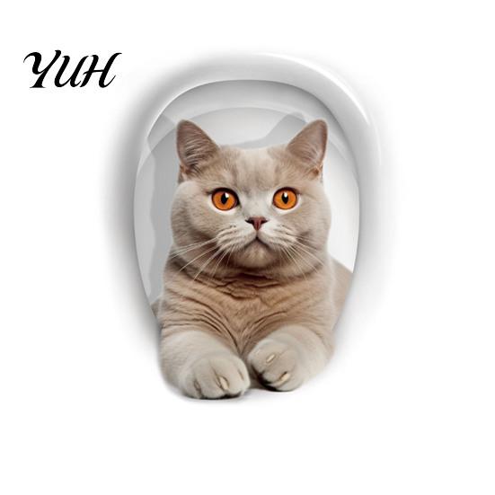 Abnehmbare PVC-Toilettenaufkleber 3D Cartoon Katze Aufkleber, Wasserdichte Niedliche Tier Deckel Kreative Sitzfläche Kunst Aufkleber, Lustige Selbstklebende Badezimmer Wand