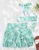 Women's Swimsuit Printed Sexy Halter High Waist Three-piece Bikini Set