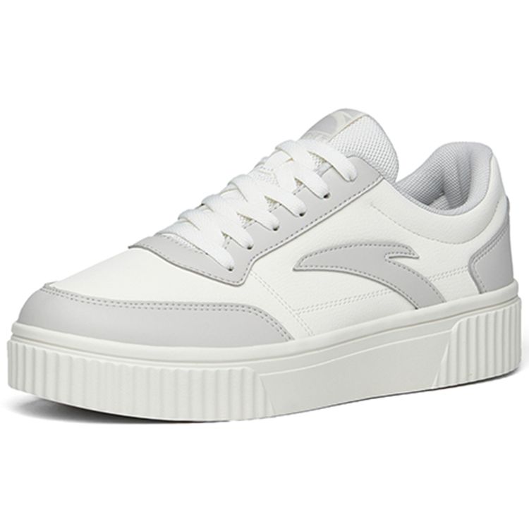 Anta Lifestyle Series Biscuit Shoes Versatile Non-Slip Shock Absorbing Durable Low-Top Skate Shoes Men sneaker White Gray 912358005-1