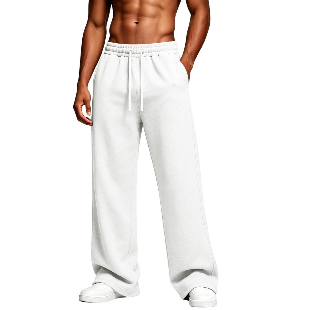 Men's Casual Color Loose Fit Sweatpants with Elastic Waist Straight Leg