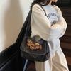 Large Capacity Denim Bag Student Class Crossbody Bag Letter Embroidery Women Commuter Tote Bag