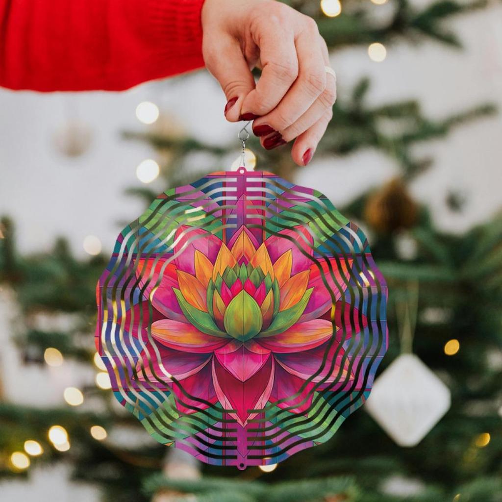 10 Inch Bohemian Metal Wind Spinner Chime for Outdoor Garden Decor Rotating Two Way Hanging Gift for Mom Christmas