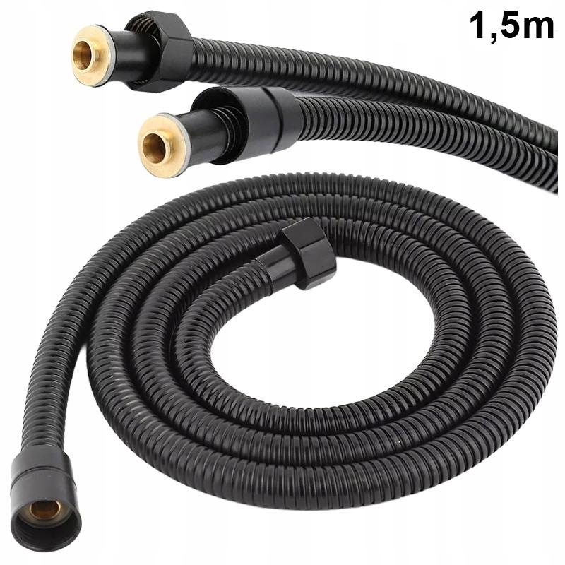 Stretch shower hose 150 - 175 cm matt 1.5 - 1.75 m steel black