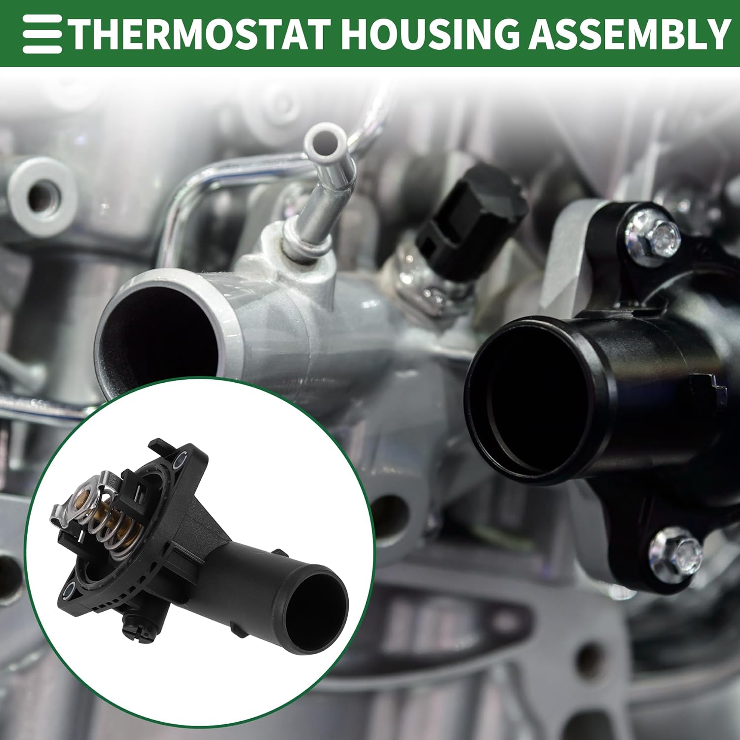 

Motoforti Car Thermostat Engine Coolant Thermostat Housing Assembly for Ram 1500 2014-2018 1500 Classic 2019-2024 Plastic No.68105533AB Black Durable
