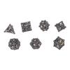 7pcs Metal Polyhedral Dice Pattern Engraved Game Props Brass Metal Dice for Board Games Role Play