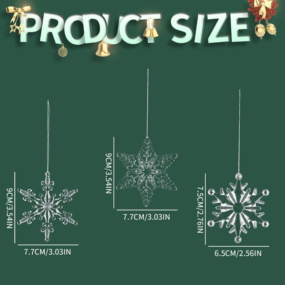 Crystal Snowflake Acrylic Snowflake Pendant Transparent Xmas Tree Ornaments  New Year Celebration