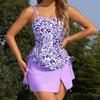 Women's Tummy-Covering Print Tankini Skirt - 2025 Conservative European & American Swimwear