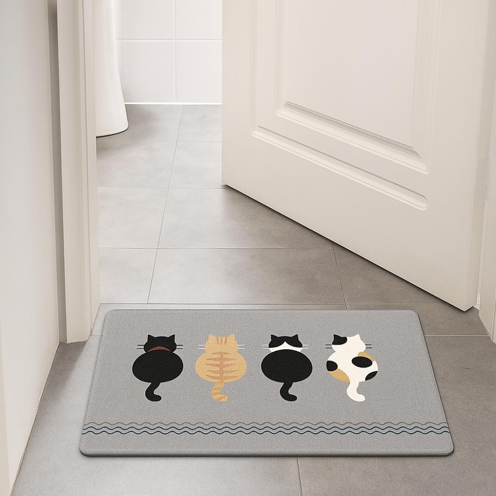 Cartoon Cat Door Mat Anti Slip Kitchen Mat Durable Bathroom Floor Mat  Home Decor