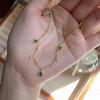 Elegant French Retro S925 Silver Necklace with Emerald Water Drop Zircon and Tassel Design