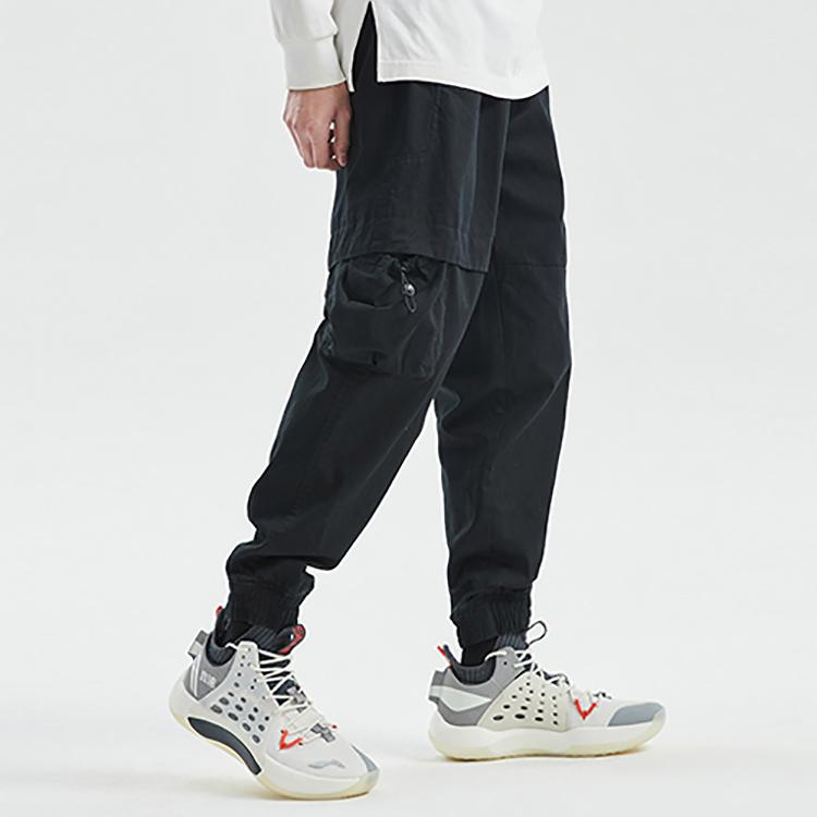 Li Ning Badfive Sports Basketball Series Casual Knit Joggers Men Bottoms Black AKXR073-1