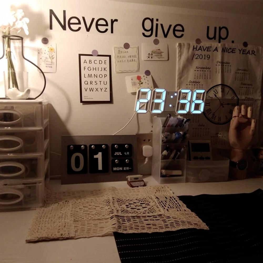 Wall-mounted Digital Alarm Clock Adjustable Luminous Mode LED Clock Digital Desktop Clock  Desk