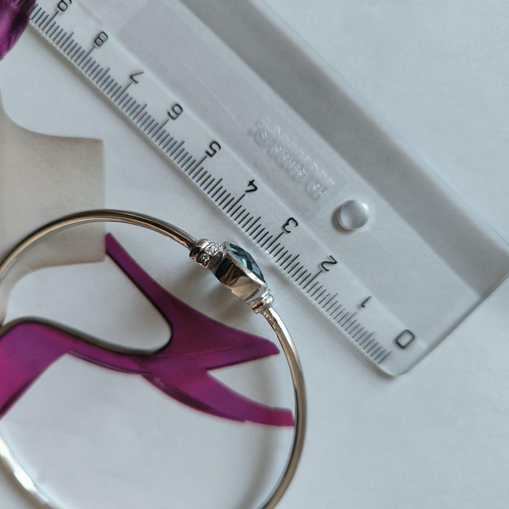 Silver Bracelet with London Blue Topaz 1.971ct, Cubic Zirconia, Item Weight 7.92 G (2206699)