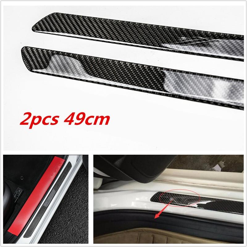 2x 49CM Carbon Fiber Car Scuff Plate Door Sill Cover Panel Step Protector Guard