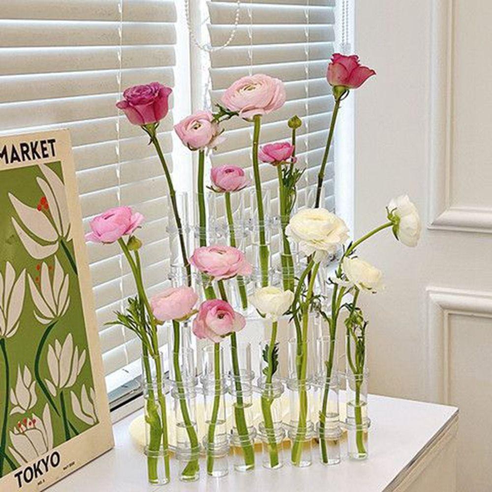 Decor Tube Flower Arrangement Floral Art Hydroponic Container Flower Bottle Vase Desktop Ornament