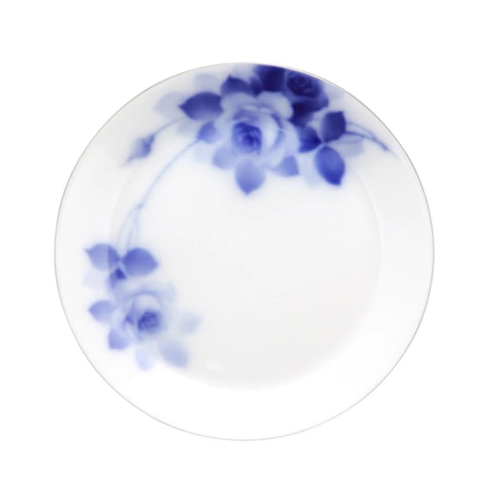 Okura Art Pottery Blue Rose Style 17cm Cake Plate, Made in Japan, 101H/8011-S