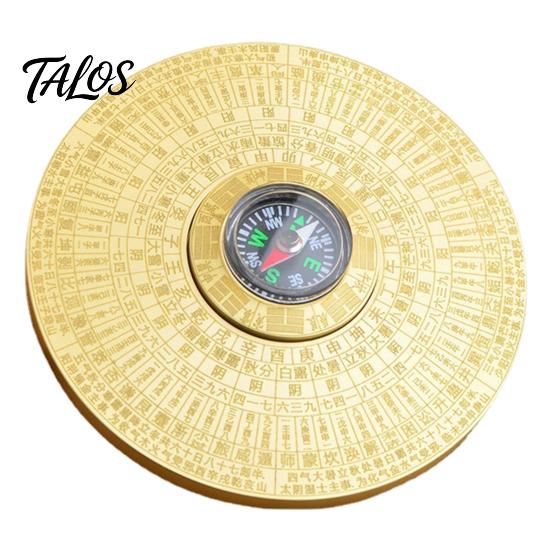 Desktop Rotatable Retro Compass Feng Shui Rustproof Style Chinese Tai Chi Bagua Brass Decoration