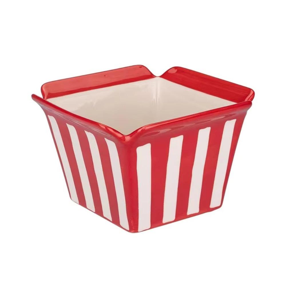 Heat-resistant French Fries Bowl Ceramic Snack Bucket Decorative Fruit Salad Bowl Instant Noodle Style A