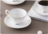 Nordic Style Bone China Coffee Set - Gold Trimmed Butterfly Design Cups (White).