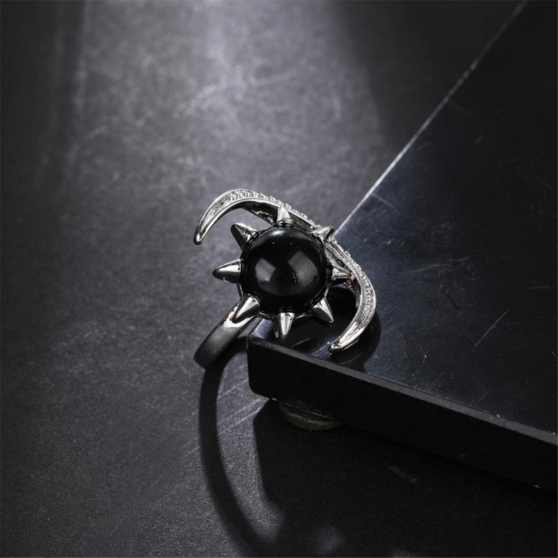 Elegant Moon and Star Crystal Ring Smooth Comfort Band Handmade Finger Jewelry Stylish Daily Wear Accessories