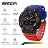 Orologio da polso sportivo multifunzione SANDA unisex con doppio display
