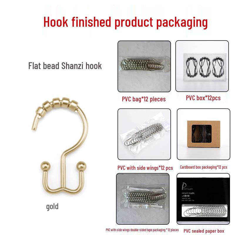 Stainless Steel Double-Sided Bath Curtain Hooks, Tool-Free Install, Sliding J-Hook Design