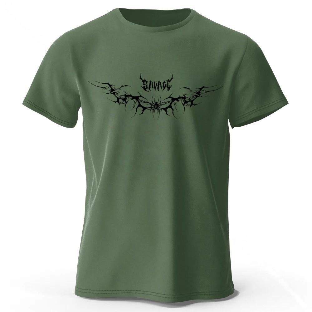 New Dark Gothic Style Pure Cotton Short Sleeved Mens Loose Oversized Sports Tshirt Soft Comfortable for Street Fashion Wear