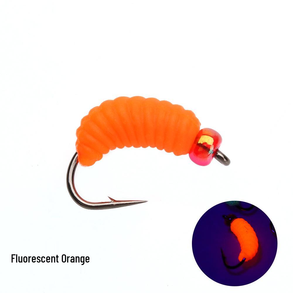 Fluorescent Micro Worm Insect Fly Hook Lure for Whitefish and Mouthfish Fishing